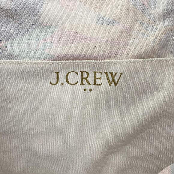 J.Crew Canvas Tote Bag Tropical Leaf Print One Size Beach Purse Handbag Shopper - Picture 5 of 15